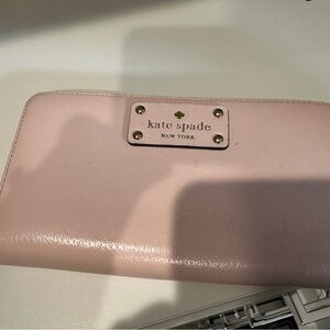 kate spade New York Pale Pink Leather Zip Wallet